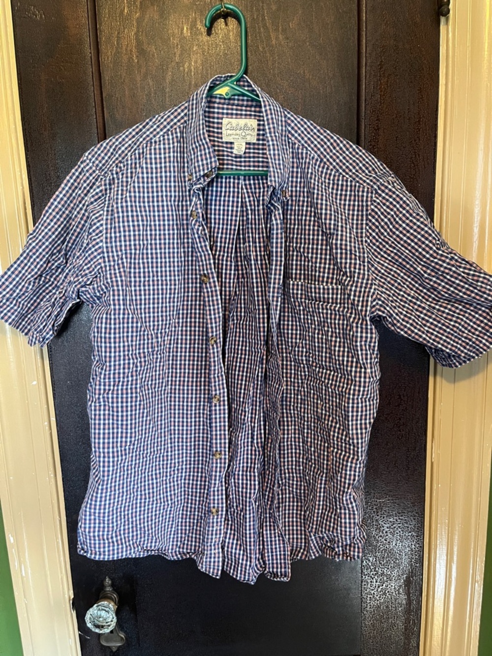 Cabela's Navy and Red Checked Short-Sleeve Button-Down Shirt